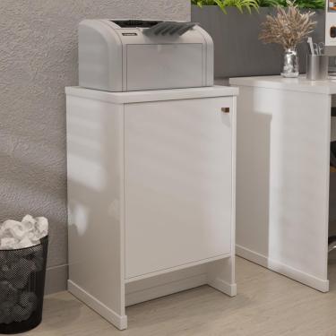 Imagem de Balcão Baixo Com Porta E Prateleira Para Escritório Verbena - Branco