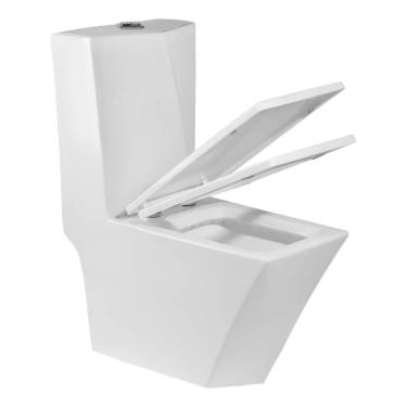 Imagem de Vaso Sanitário Monobloco Esmaltado com Caixa Acoplada e Assento Anti-Ruído Branco Milão - SAN-002 - STILLUS HOME