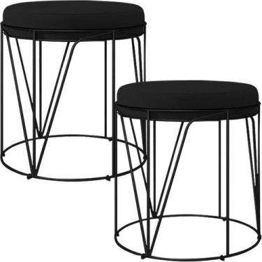 Imagem de Kit 02 Puffs Decorativo Aramado Preto Zaya L02 Corano Preto - LYAM DEC