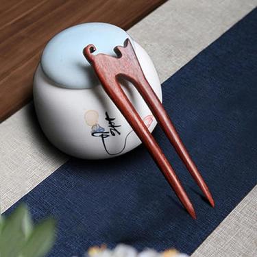 Imagem de Palitos de cabelo de madeira presilhas de cabelo de sândalo vermelho clipes de coelho estilo vintage acessórios para mulheres coque