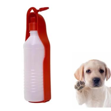 Imagem de Bebedouro Garrafa Portatil Cachorro 500ml Viagem Carro Passeio Pet Aqua Dog Uso Externo Vermelho