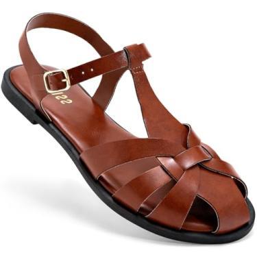 Imagem de Sandália Feminina Lumiss Rasteira Fisherman Confortável Fivela Bico Redondo caramelo36