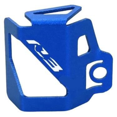 Imagem de BYYINGSUS Tampa do reservatório de fluido do tanque de combustível do freio traseiro da motocicleta R3 acessórios CNC compatíveis com YZF R3 2013 2014 2015 2016 2017 2018 (azul)