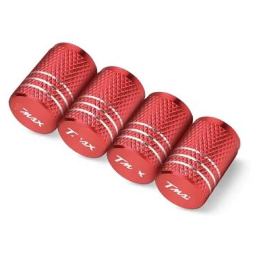 Imagem de Compatível com T-Max 500 TMAX 500 560 TMax 530 Acessórios de motocicleta Tampas de haste de válvula de pneu de roda CNC tampas herméticas tampas à prova de poeira (4 peças vermelhas)