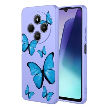 Imagem de KOARWVC Capa de telefone para Redmi 14C, capa fofa com estampa de borboleta protetora macia TPU para Xiaomi Redmi 14C borboleta roxa