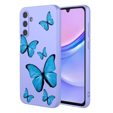 Imagem de KOARWVC Capa de telefone para Galaxy M55 5G, capa para Samsung M55 SM-M556 capa de telefone de TPU macio com estampa de borboleta fofa para Samsung Galaxy M55 borboleta roxa