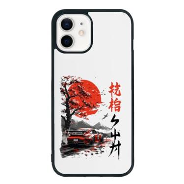 Imagem de qizjio Capa de telefone inspirada em anime de carro japonês – Ilustração legal de corrida, capa protetora à prova de choque para iPhone 12/12Pro