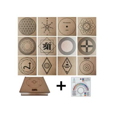 Imagem de Kit Caixa + 12 Principais Gráficos Radiestesia do Grupo 3 MDF Cru 20x2