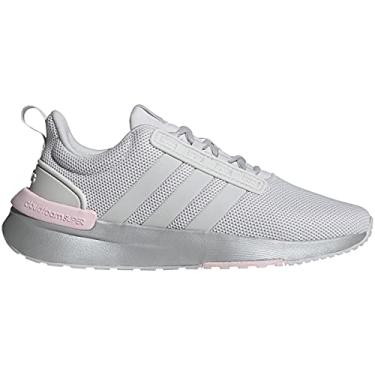 Imagem de adidas Tênis de corrida feminino TR21 Racer, Cinza-cristal, branco-rosa claro, 10