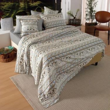 Imagem de Jogo De Cama Queen Classic Indies Geométrico 160 Fios 4 Peças Teka