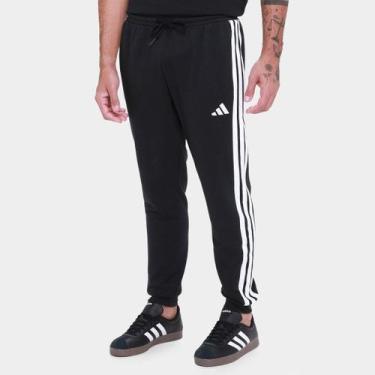 Imagem de Calça Adidas French Terry 3 Listras Masculina, Preto, G