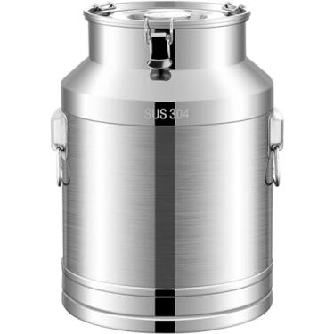 Imagem de Balde de lata de leite de aço inoxidável 304, balde de vinho, barril de óleo, balde de leite com tampa de vedação de silicone para armazenamento/transporte de líquidos - 35L