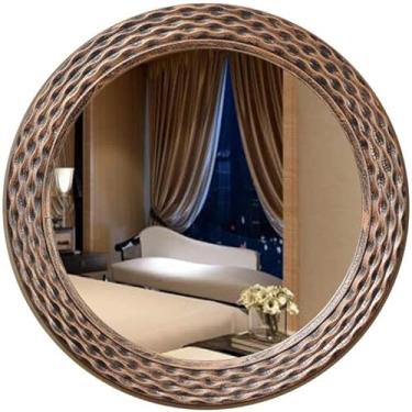 Imagem de Espelho cosmético espelho de maquiagem espelho de banheiro de madeira maciça pendurado na parede penteadeira oval espelho de maquiagem espelho decorativo de parede espelhos de parede