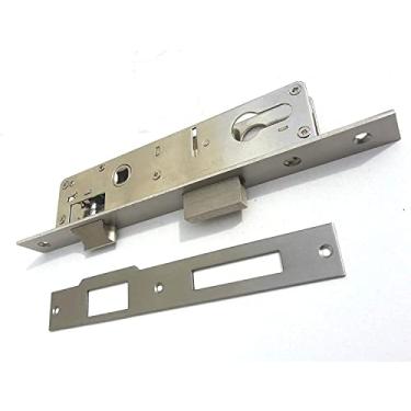 Imagem de Fechadura de porta, fechadura de encaixe de aço inoxidável, trava de moldura de tubo, trava de encaixe estreita de 85 mm, fundo de trava de 25 mm, estrutura de tubo, fechadura de porta de portão