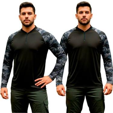 Imagem de Camiseta Camisa Manga Longa com Proteção Solar Uv Camuflado Tecido Lev