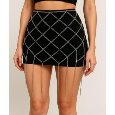 Imagem de Saia bodychain dendê com franjas festival carnaval sereia ouro e prata