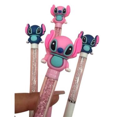 Imagem de Caneta Stitch Angel Fofa Ponta Fina Pedra Brilho Escolar Gel Lançament