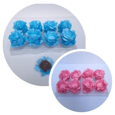 Imagem de Forminhas para Doces, 80 Peças Decorativas em Formato de Flor para Festas, Casamentos e Aniversários (Azul Claro e Rosa Claro)