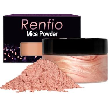 Imagem de Renfio 100g Mica Powder Pigment, Metallic Natural Dye Mineral Pearl Shimmer Epoxy Resin Dye for Painting Soap Making Slime Bath Bombs 3.5 Oz - Rose Gold