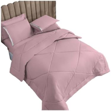 Imagem de Kit Edredom PeçAs Dupla Face - Conjunto Para Cama Com Fronhas - Decor Para Quarto(Rose,Kit Edredom 06 Peças)