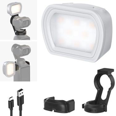 Imagem de NEEWER Luz auxiliar magnética básica compatível com DJI OSMO Pocket 3 Gimbal Cam Creator Combo, 1.3W USB C recarregável de plástico mini LED acessório de luz de preenchimento para gravação de vídeo