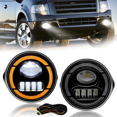 Imagem de Conjunto de faróis de neblina de LED compatível com Ford Expedition 2007-2013 / Ford Ranger 2008-2011 com luzes diurnas e luzes de seta, para-choque dianteiro, farol de neblina