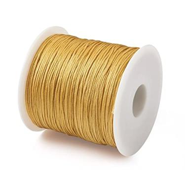 Imagem de 100 jardas/rolo 0,8 mm fios trançados de nylon Goldenrod cordão de nó chinês para joias cordas de miçangas para artesanato faça você mesmo Kumihimo pulseiras de macramê para fabricação de suprimentos