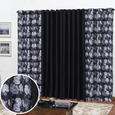 Imagem de Cortina Florata 4,00LX2,20A Estampada para Sala e Quarto Decorativa Fe