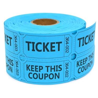 Imagem de Rolo duplo de 500 bilhetes para sorteio azul, amarelo sorteio com nome e número de telefone, para sorteio, eventos, sala de aula, entrada, recompensa de classe e prêmio de porta