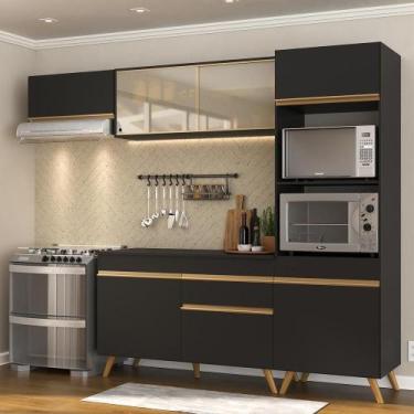 Imagem de Cozinha Compacta 4 peças Armário e Balcão Veneza Gb Preta - MULTIMOVEI