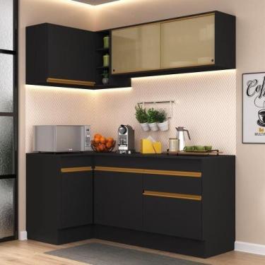 Imagem de Cozinha Compacta De Canto Com Armário E Balcão Preta - MULTIMOVEIS