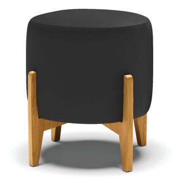 Imagem de Puff Stella Corino Base Madeira Castanho Preto