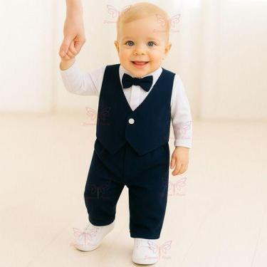 Imagem de Conjunto Infantil Social com Gravata Borboleta Bebê Menino RN a 05 mes