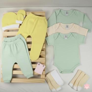 Imagem de Kit 15 Peças Roupa Bebê Body Mijão Calça Enxoval Algodão Sortido Dia a