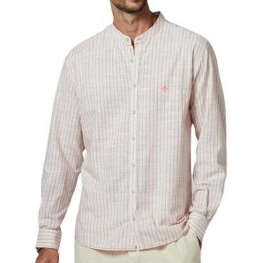 Imagem de Camisa Dudalina Masculina Comfort Slub Cotton Listrada Rosa / Cáqui-Masculino