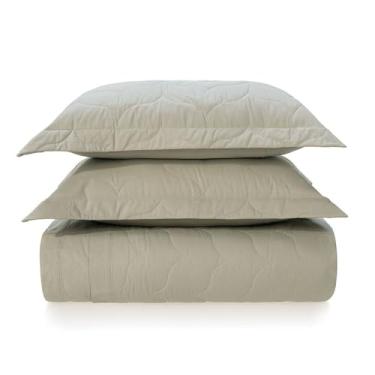 Imagem de Karsten Jogo de Colcha com Porta-Travesseiro Tom Sálvia Queen 100% Algodão 200 Fios 3 peças