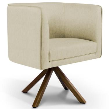 Imagem de Poltrona Decorativa Giratória Base Giromad Madeira Betina C-129 Linho Bege - Domi