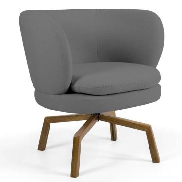 Imagem de Poltrona Decorativa Sala De Estar Melissa Base Ka Giratória Veludo C-317 Cinza - Domi