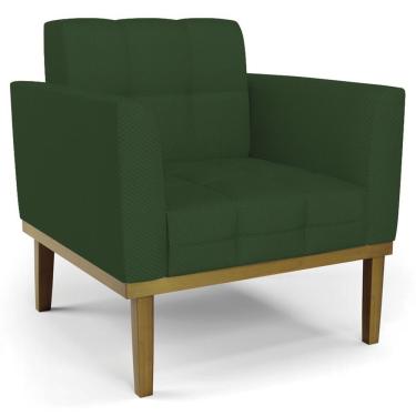 Imagem de Poltrona Decorativa Base Madeira Castanho Ana Veludo Luxo Verde - Ibiza