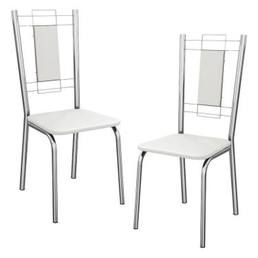 Imagem de Kit 2 Cadeiras Cromada Sala Jantar 2c005cr Corino Kappesberg Branco