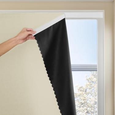 Imagem de JILRON Cortina adesiva 100% blackout sem perfuração fácil de instalar para persianas de quarto com bloqueio de luz (Bege - 114 L x 182 cm L-1P)