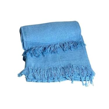 Imagem de Manta Luxuosa para Sofá Moderno 210x120 – Conforto e Decoração em Tecido 100% Algodão com Costura Reforçada (Azul Bebê)