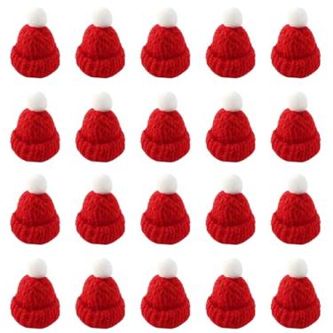 Imagem de hhdatc 12PCS Mini Santa Knit Hats Small Red Christmas Hats with Pom Pom Tiny Knitting Doll Ornament Caps Snowman Decorations for Crafts DIY Hair Accessories & Christmas Tree Ornaments