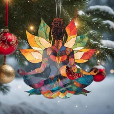 Imagem de Enfeites de Natal para mulher de flor, decoração de férias, decoração de acrílico, decoração de interiores de carro, enfeite de árvore de Natal, artesanato para pendurar, colecionáveis, para presente