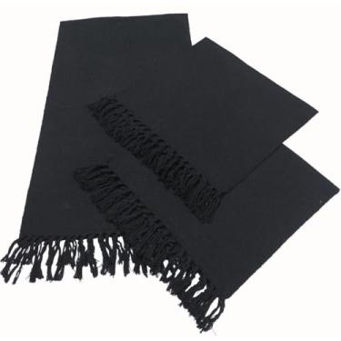 Imagem de Tapete de Cozinha, Passadeira Estilo com Franjas Kit Passadeira para Cozinha de Tear 3 Peças，Elegante e Refinado(Preto)