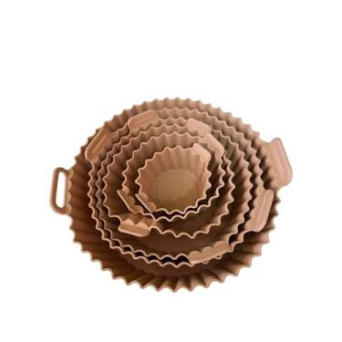 Imagem de Kit 6 Formas Airfryer Tamanhos Variados Silicone Antiaderente Microondas Lavável Com Alça(MARROM)