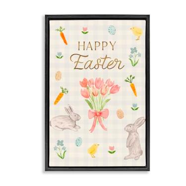 Imagem de Stupell Industries Happy Easter Soft Spring Compilation Gray Framed Floater Canvas Wall Art, design por Juliet Meeks, 25 x 17