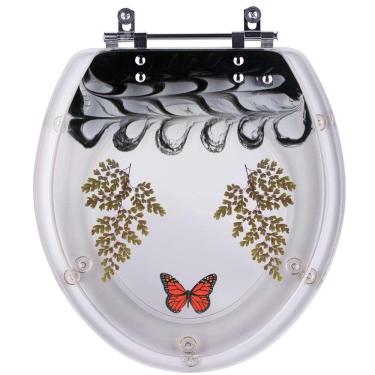 Imagem de Tampa De Privada Poliester Oval Preto Dec Avenca Borboleta