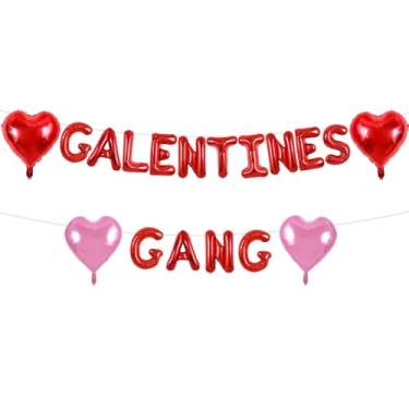 Imagem de TONIFUL 16 Inch Red Galentines Gang Letter with 4pcs 18Inch Heart Balloons Foil Alphabet Women Friends Banner for Valentine's Day Women's Day Anniversary Gals' gang party Ladies Girls Party Supplies