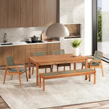 Imagem de Conjunto Sala de Jantar 1 Mesa 4 Cadeiras e 1 Banco - Casa e Jardim Mó